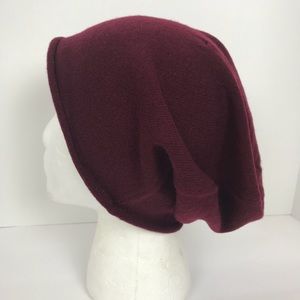 100% Cashmere Beanie Cap Burgundy Wine